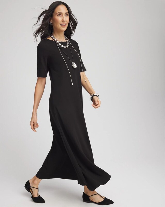 Elbow-Sleeved Maxi Dress - image 2